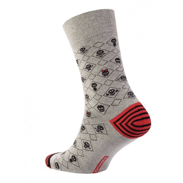 Herren Socken Diwari Happy  grau mit Totenkopf Motiv